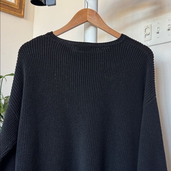 525 America Black Knit Crewneck Sweater Sz M Cotton - Picture 10 of 11
